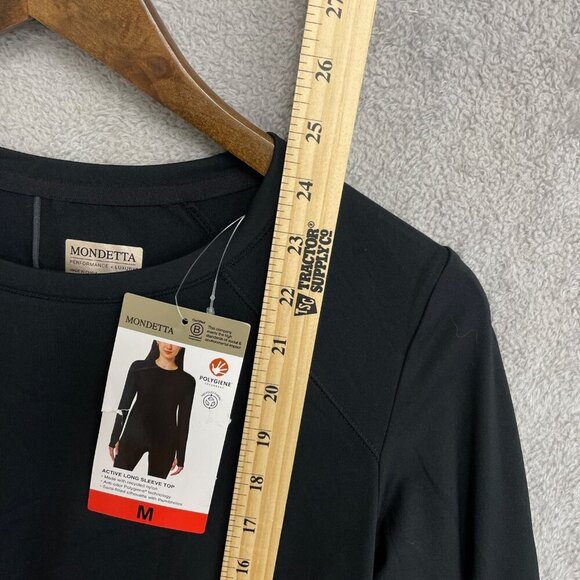 NEW Mondetta Women's M Active Long Sleeve Top Black Semi-Fitted - Picture 4 of 9